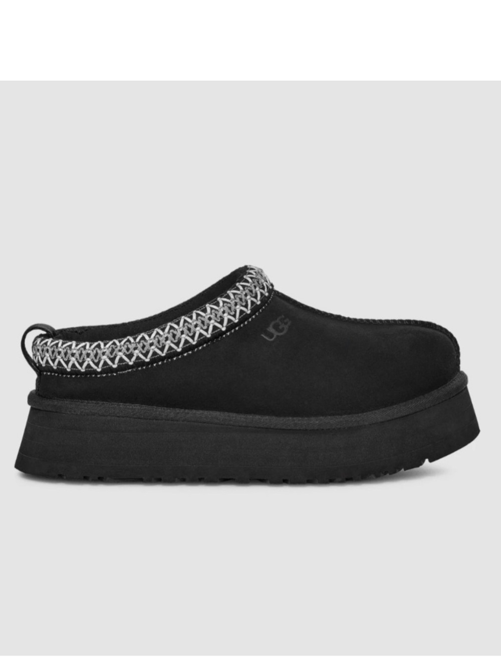 UGG Tazz II Black Suede Platform Slippers Size 8